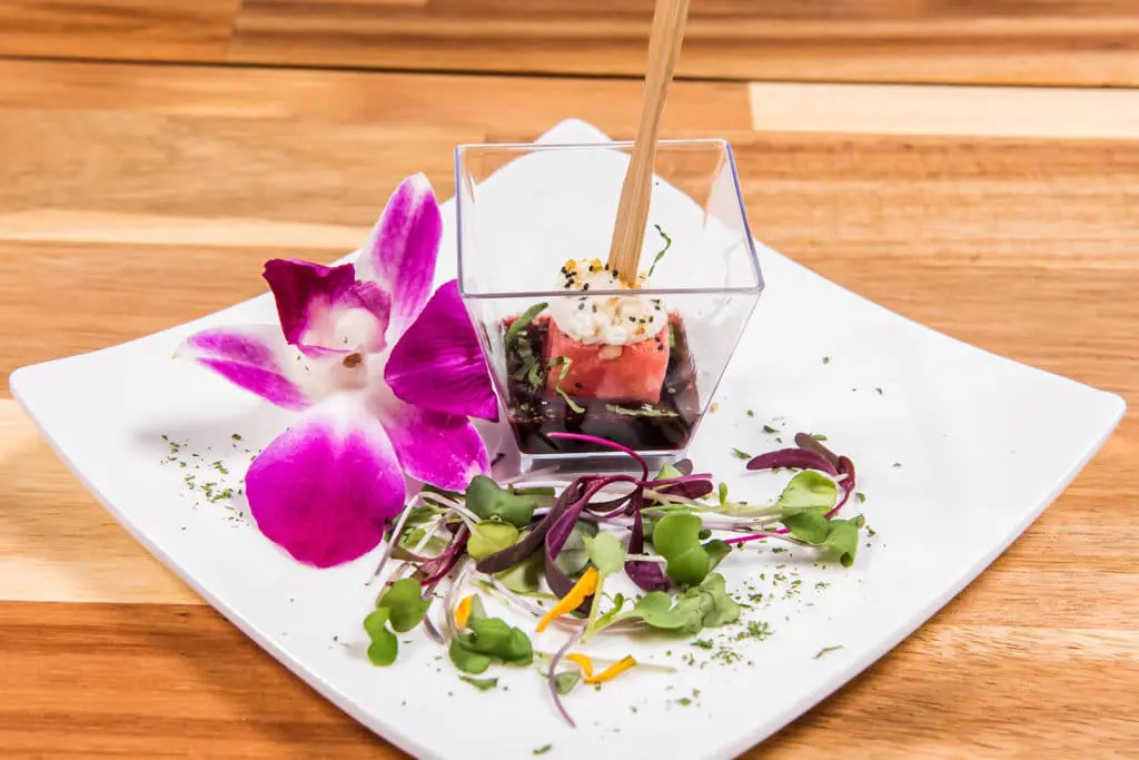 Watermelon and Honey Goat Cheese Bites