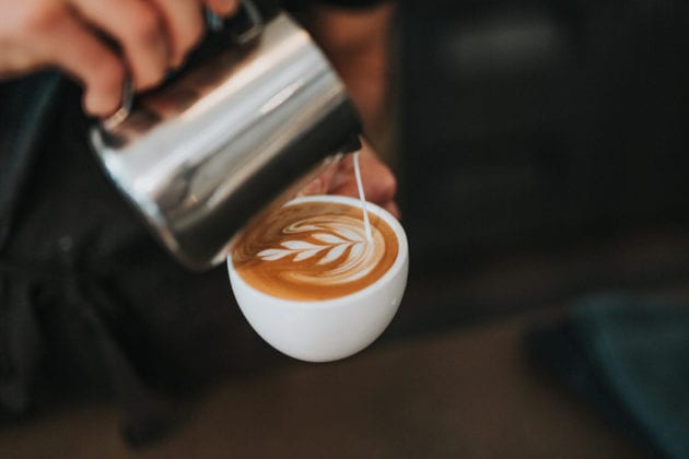 milk poured at wedding coffee bar